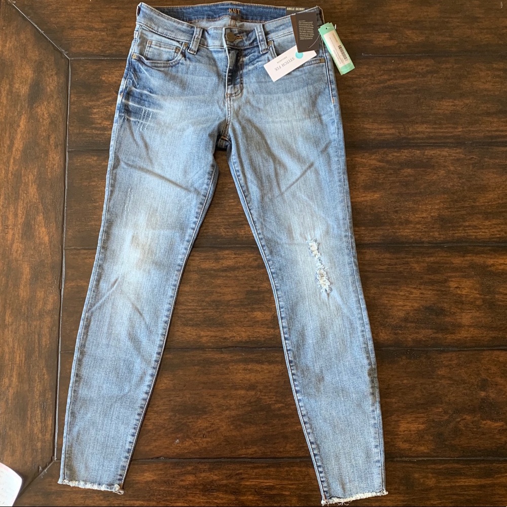 Mid waist medium wash denim jeans